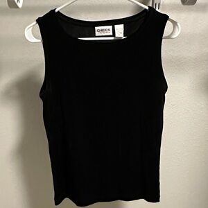 CHICOS Travelers Black Stretchy Tank Top Size 1 (Medium)